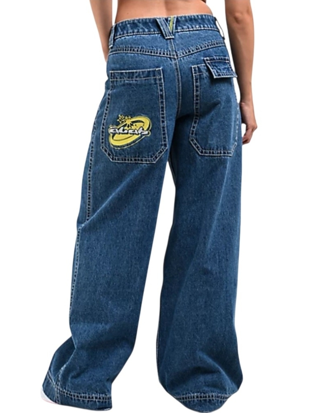 A.LAB 26" Analog Mega Rave Jeans Baggy Skater Y2K Size 12 Wide Leg Patch On Back